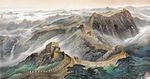 中式油画万里长城鹏程万里背景