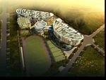 鸟瞰操场山体建筑图