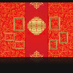 中式大红金色婚礼照片墙