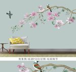 高清手绘花鸟背景图