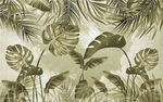 复古芭蕉叶背景墙壁画