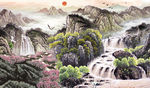 山水国画背景墙