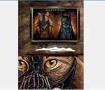 高清手绘猫大侠插画装饰画卡通画