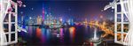 超立体大气窗外夜景背景壁画