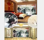 流水生财风水画壁画背景墙装饰画