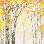 秋天树林矢量插画背景墙