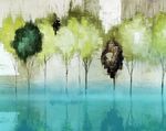 简约清新淡蓝抽象花卉壁画