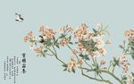 室雅兰香花鸟电视机背景墙