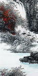 水墨山水瀑布中式玄关