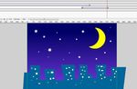 夜景绘制动画星星和月亮升起7秒