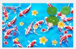 高清锦鲤荷花3D立体地板壁画