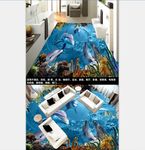 浪花海豚3D立体背景墙地板砖