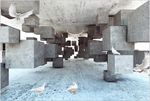 3D立体几何水泥墙工业风壁画