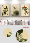 现代简约植物鸟客厅沙发装饰画