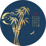 新中式圆形金色梅花装饰画
