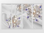 3d立体白色镶金珍珠花朵移门