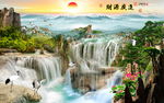财源广进 高山流水壁画背景墙