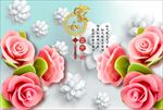 3d立体莲花玫瑰电视背景墙