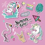 夏季独角兽矢量墙贴素材