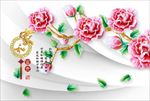3d玉雕牡丹电视背景墙