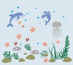海豚 鱼 乌龟 海底世界矢量