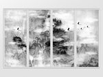 中国风手绘山景水墨山水移门