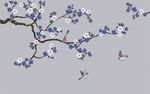 手绘工笔花鸟梅花