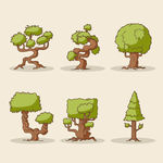 创意树复古游戏经典植物大树素材