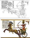 埃及法老壁画射箭矢量素材复古战
