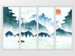 中式山水移门