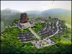 古建筑效果图 门楼牌坊 寺庙广