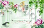 家和富贵牡丹竹子图