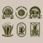 手绘黑白线稿啤酒UI图标插画