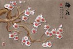 花开富贵中式花鸟壁画电视墙