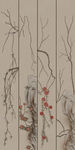 手绘山水花鸟图玄关