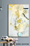 新中式金色线条现代花卉装饰画