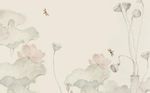水墨莲花蜻蜓艺术风景背景底纹素