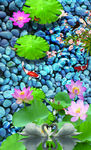玄关背景墙荷花