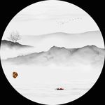 高清山水玄关背景装饰画
