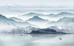 新中式创意玄关风景山水国画背景