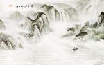 山水江山国画创意玄关背景底纹素