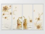 立体金色奢华花枝珠宝移门