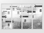 中国风徽派建筑马头墙移门