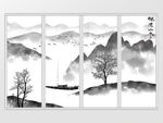 新中式现代手绘山水移门