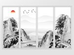 新中式水墨意境风景山水移门