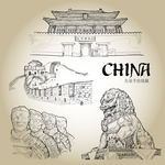 长城矢量手绘