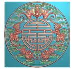 圆形蝙蝠祥云镂空五福捧寿精雕图