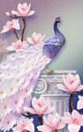 孔雀玄关背景墙