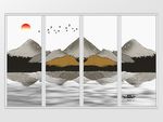 山水风景水墨意境移门