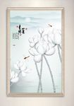 3D空间浮雕荷花山水装饰画